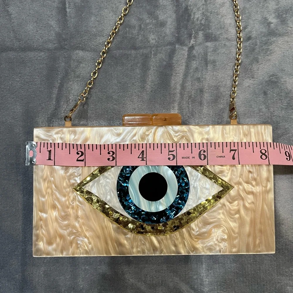 New Eye Design Clutch‎ Bag - Cream and Blue - Picture 4 of 7